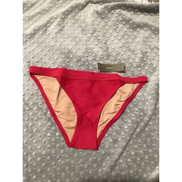 J. Crew Dark Pink Textured Ribbed Bikini Swim Bottom S - Picture 1 of 6